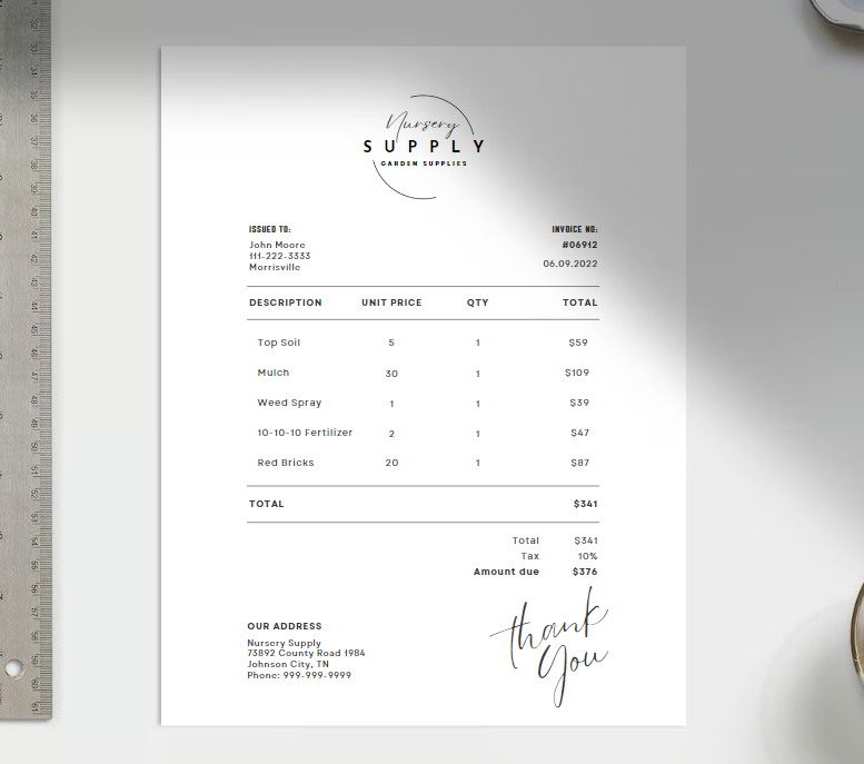 Customizable invoice template in Canva for freelancers and entrepreneurs