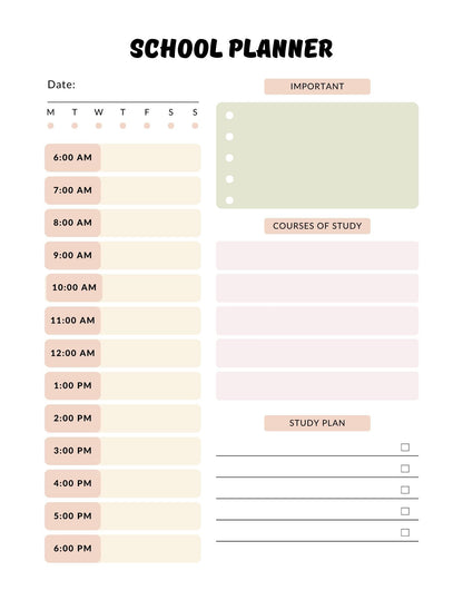 Weekly and daily school planner for kids
