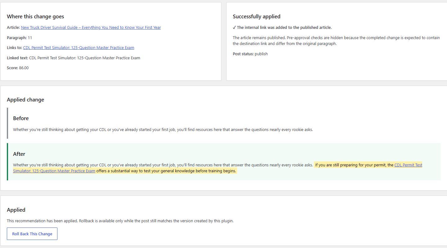 Internal Link Reviewer WordPress Plugin