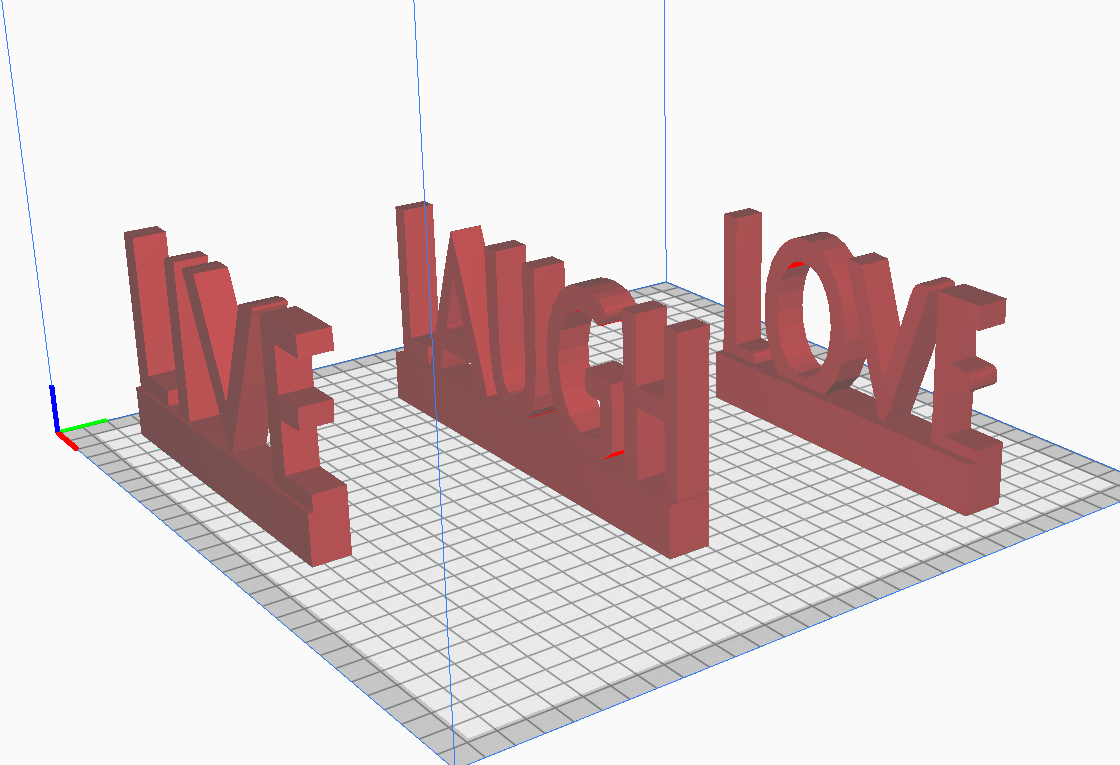 "3D printable words 'Live, Laugh, Love' with stands for home decor."