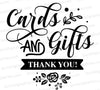 "Cards And Gifts: Thank You!" elegant wedding SVG sign for DIY decor.