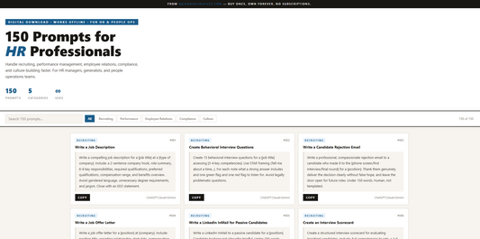 AI prompts for HR professionals HTML app