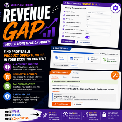 Affiliate Marketing Plugin for WordPress | Revenue Gap AI