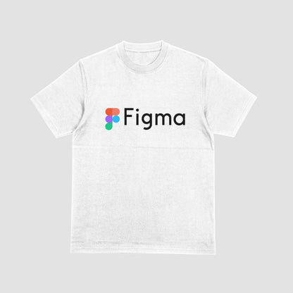 White t-shirt with Figma logo on a light gray background