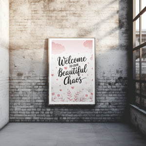 Welcome sign for home decor pink wall art
