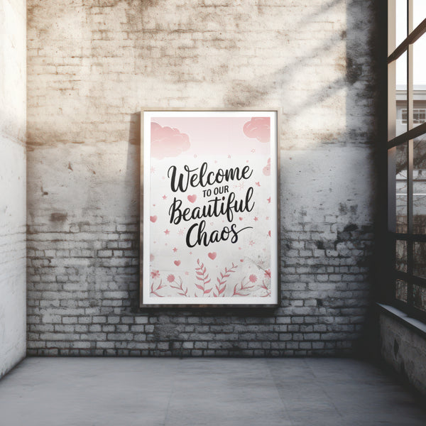 Welcome sign for home decor pink wall art
