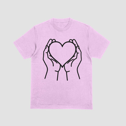 caring hands with heart silhouette