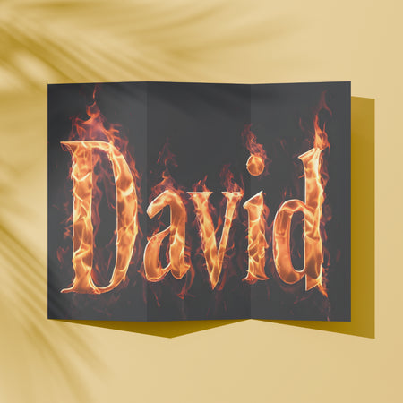 Realistic flames on "David" text PDF
