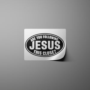 "Black and White Religious Question Sticker Design"