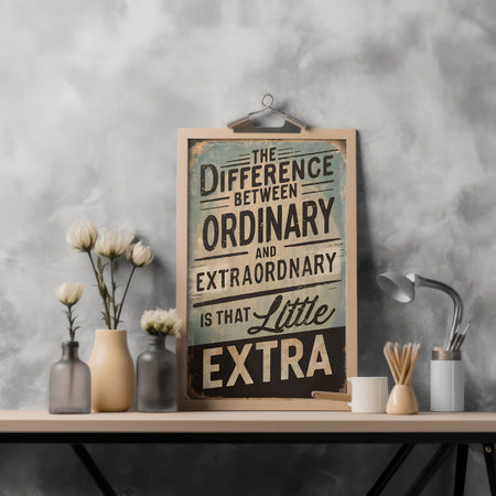 "Vintage Tin Sign Typography Poster with Inspirational Quote"