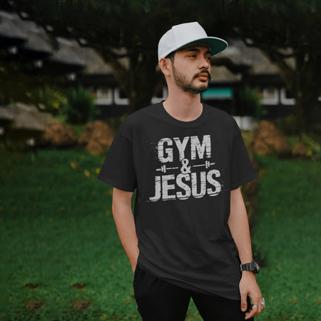 Gym and Jesus workout design for t-shirts and water bottles
