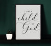 "Inspirational 'I Am a Child of God' Printable Wall Art"