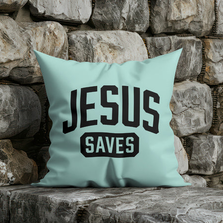 Christian graphic: "Jesus Saves" for custom shirt designs.
