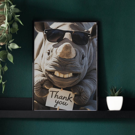 "Cute Rhino Thank You Card Photo for DIY Projects"