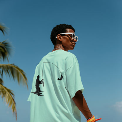 fisherman silhouette svg with fish on hook