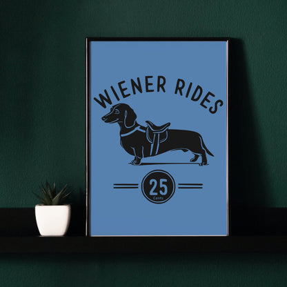 Silhouette-style dog graphic with a whimsical theme