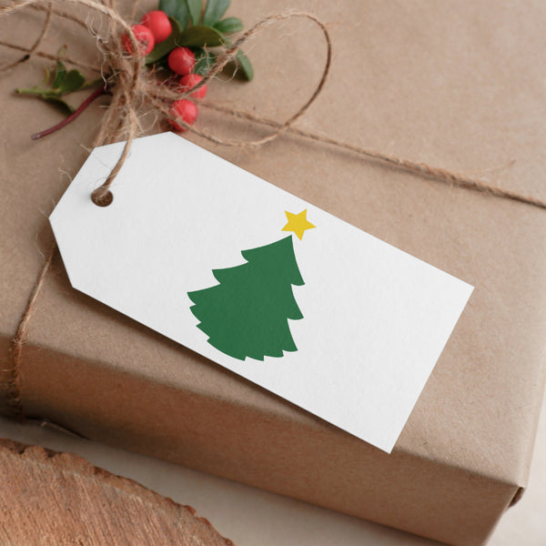 "Simple Christmas Tree Silhouette with Yellow Star"