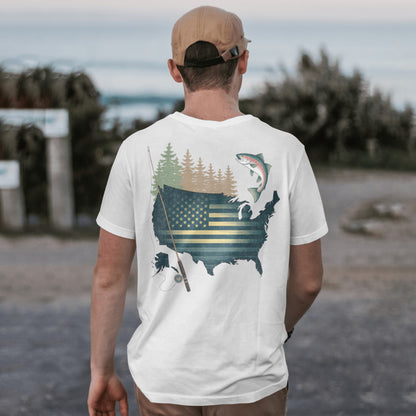 American fishing PNG featuring USA outline with grunge effect
