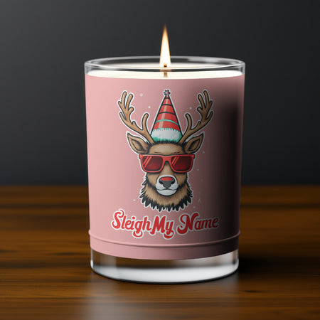 Festive reindeer with antlers and Christmas hat PNG
