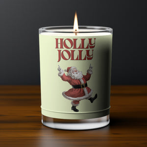 Old-Style Santa Claus with Holly Jolly Text PNG
