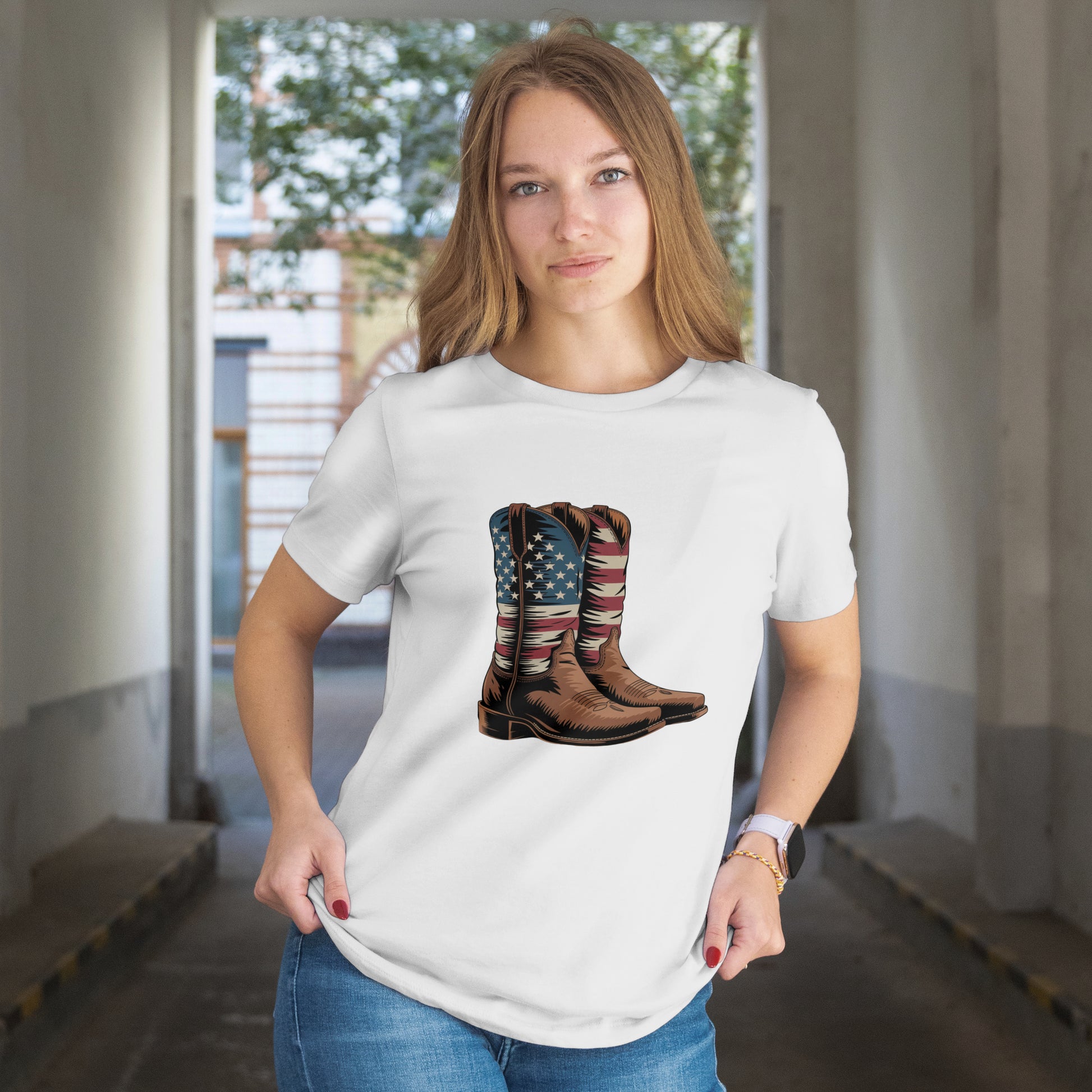 Patriotic Western boots graphic transparent background
