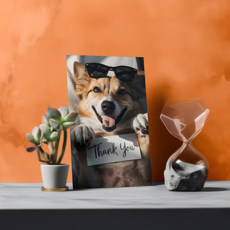 "Cute Dog with Sunglasses Thank You Card Photo"