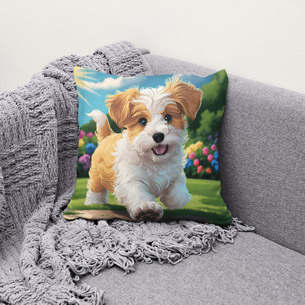 "Cockapoo Puppy Playing in Sunny Meadow Illustration"