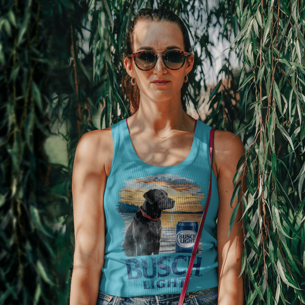 Labrador retriever art with a Busch Light beer theme
