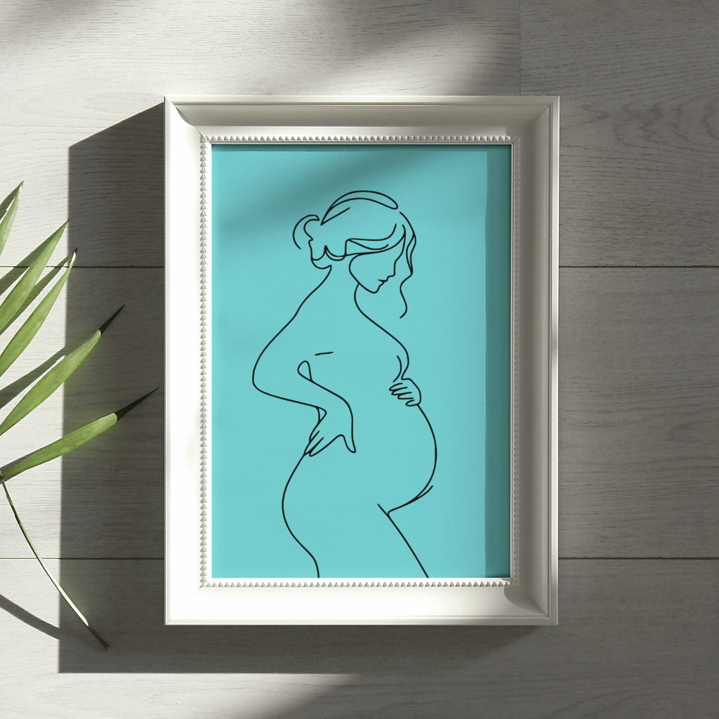 "Elegant Line Art of Expecting Mother for DIY and Apparel"