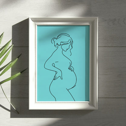 "Elegant Line Art of Expecting Mother for DIY and Apparel"