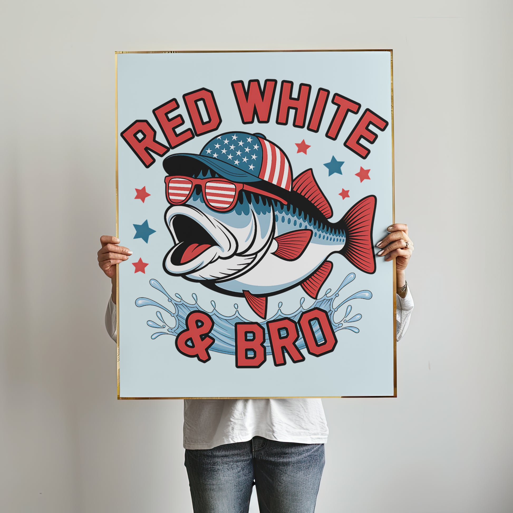 red white and bro fishing graphic