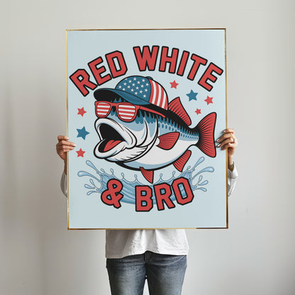 red white and bro fishing graphic