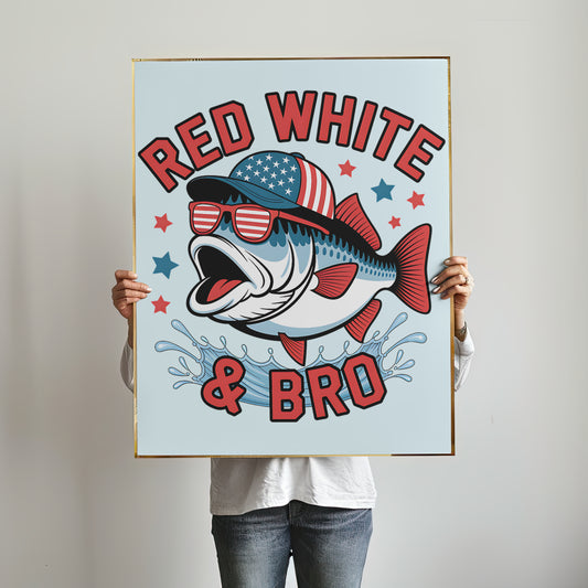 red white and bro fishing graphic