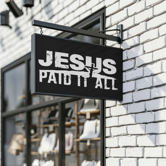 Bold religious SVG with "Jesus Paid It All" message
