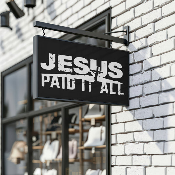 Bold religious SVG with "Jesus Paid It All" message
