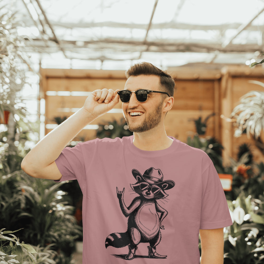 Rock and roll raccoon graphic for T-shirt printing