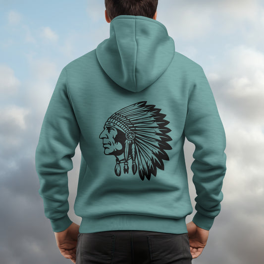 "Detailed Feathered Headdress Native American Chief Silhouette"