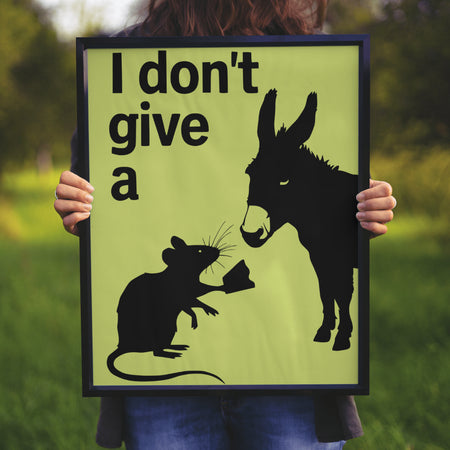 "Rat and Donkey Silhouette with Humorous Phrase Graphic"