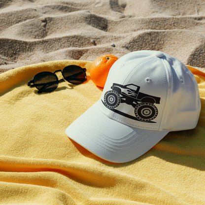 Side-view monster truck vector with flame detail