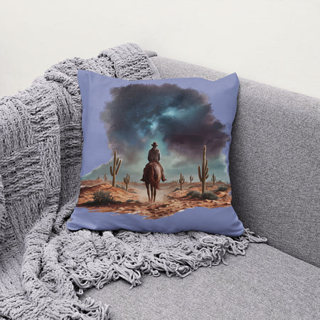 "Desert Landscape with Cowboy Under Night Sky Art Download"