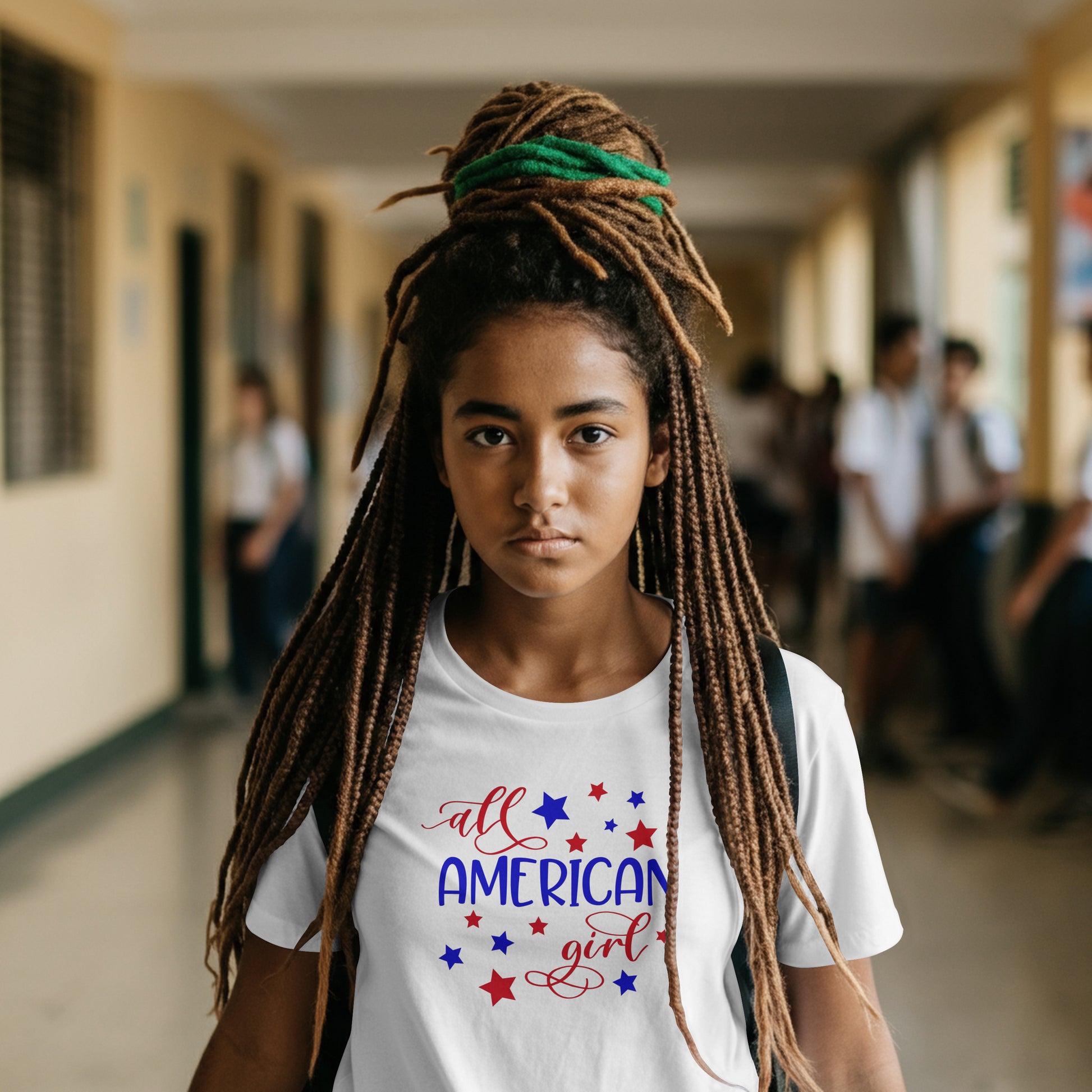 patriotic png design with All American Girl text