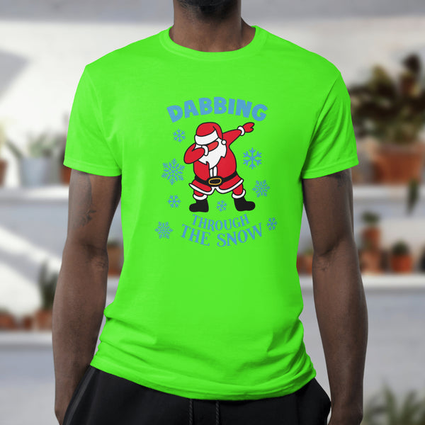 Santa Claus dabbing PNG with snowflakes
