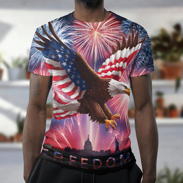 "4th of July Eagle and Fireworks Graphic"