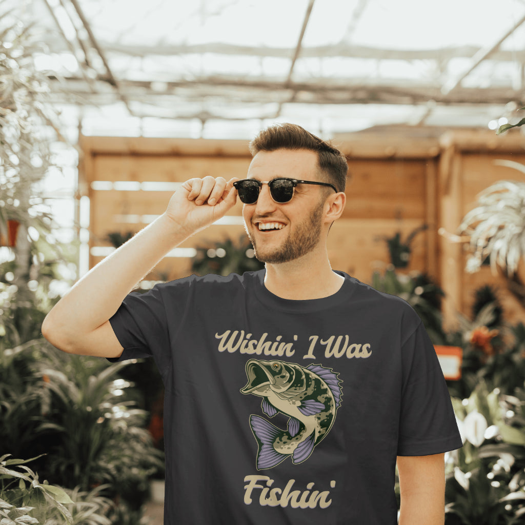 Funny fishing SVG with wishin’ I was fishin’ text for Cricut
