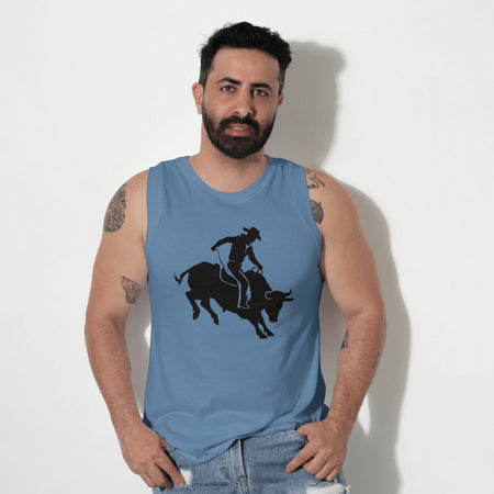 "Dynamic Cowboy and Bull Rodeo Action Graphic"