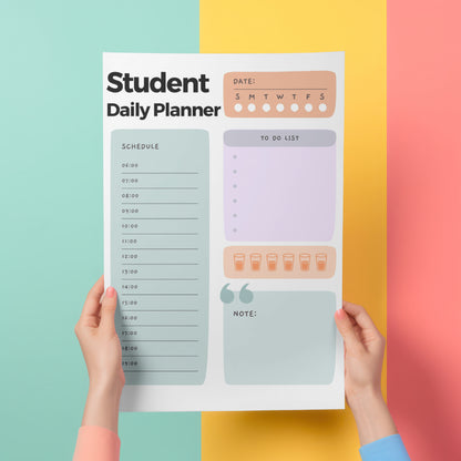 Printable Student Daily Planner PDF with hourly schedule and to-do list
