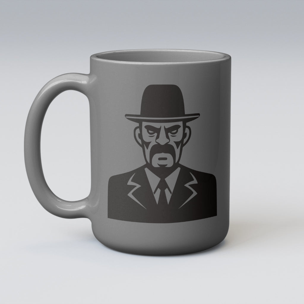 "Mafia gangster illustration in minimalistic black, available for download."