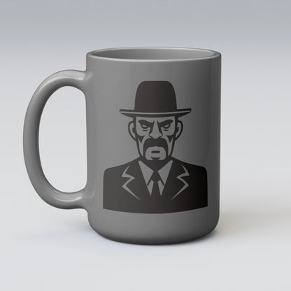 "Mafia gangster illustration in minimalistic black, available for download."