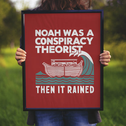 "Christian Graphic of Noah's Ark with Animals and Wave"