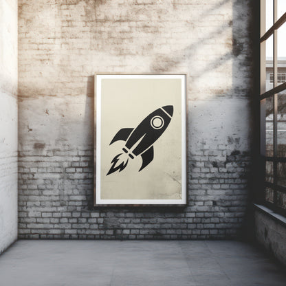 Rocket ship silhouette SVG with pointed nose and flames
